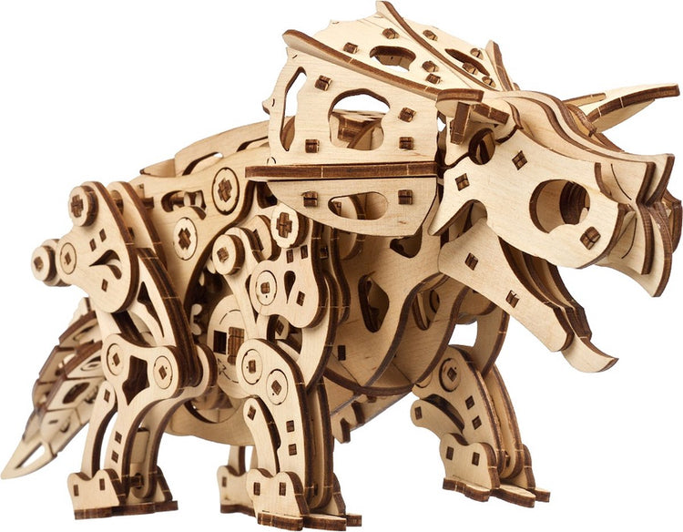 Ugears 3D-Modellbau – Triceratops – mechanischer Bausatz aus Holz – Lernspielzeug