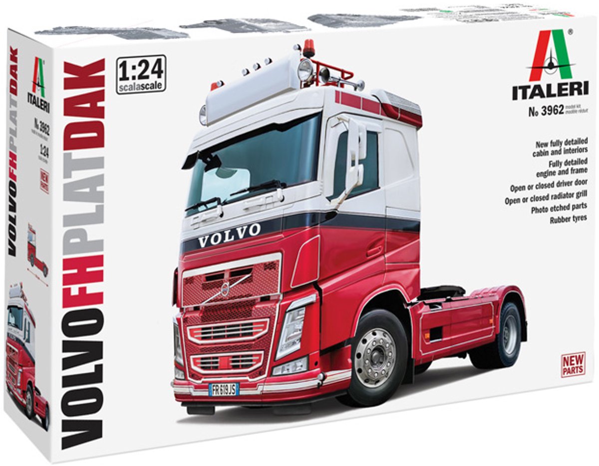 Italeri Modellbausatz LKW – 3962 Volvo FH4 LKW 4x2 Flachdach Kunststoff – 1:24 – Modellbau