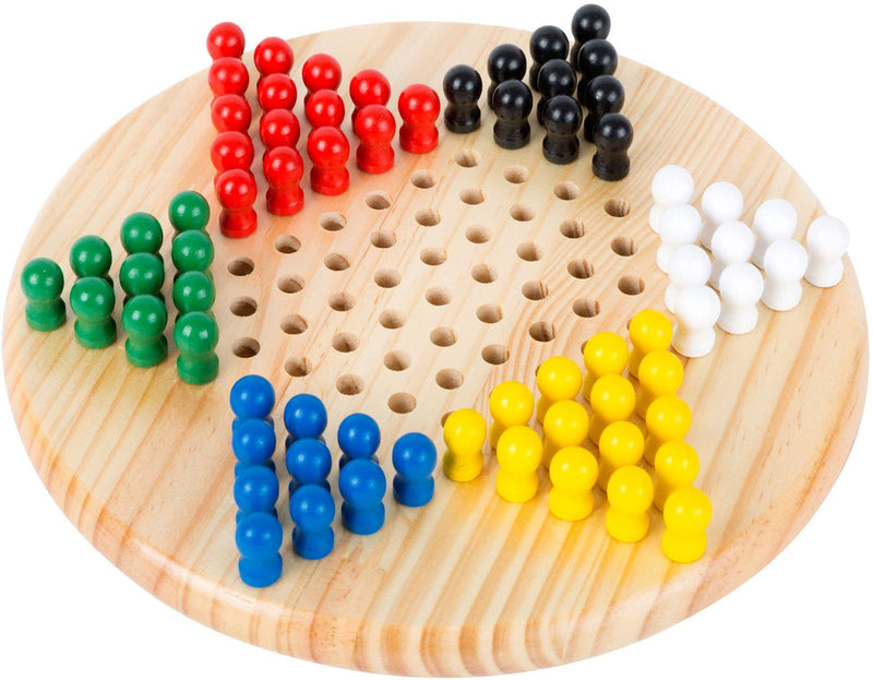 Kleines Fuß -Halma -Holzbrettspiel