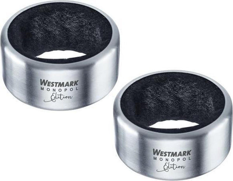 Westmark 2 Tropfringe inkl. 2 Ersatzeinsätze, Monopol Edition, Edelstahl-Silikonfilz, Alessio, Silber Schwarz, 61843360