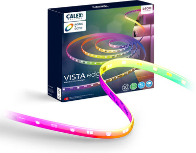 Calex LED-Streifen – 10 Meter – RGB + CCT-Einzelsteuerung – 1400 Lumen – Innenbereich – kühle bis warmweiße Lichtfarben-Beleuchtung – Musiksynchronisierung – Fernbedienung