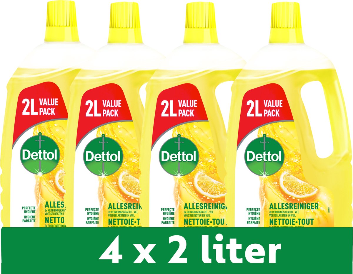 Dettol Allzweckreiniger - Sparkling Lemon 2l - 4 Stück - Vorteilspack