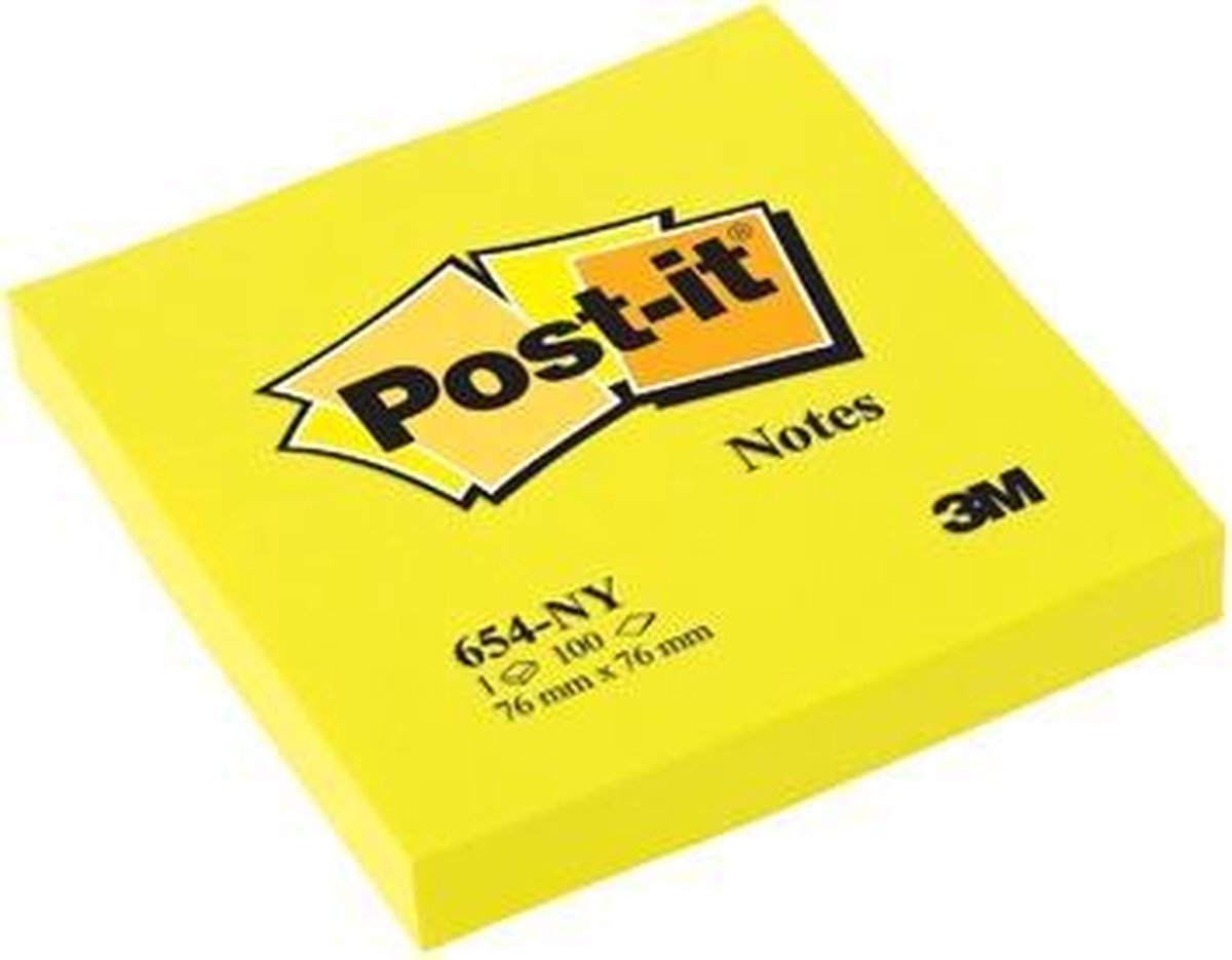 Post-it®-Notizen, neongelb, 76 x 76 mm, 100-Blatt-Block