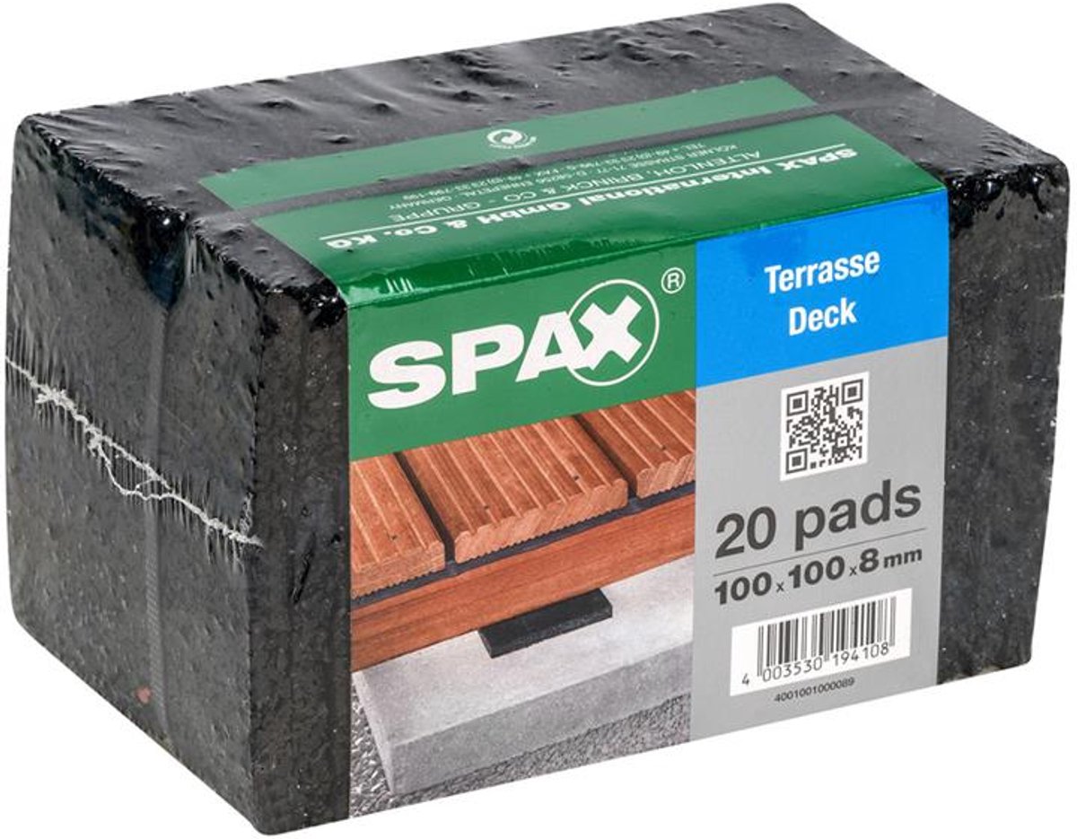 Spaxschrauben Spax - Distanz - Terrassenpads - 100 x 100 x 8 mm (20 Stück)