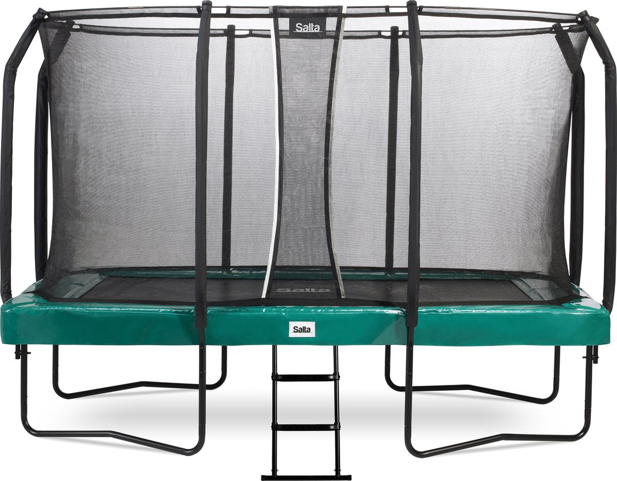 Salta First Class – Trampolin mit Sicherheitsnetz und Leiter – 366 x 214 cm – grün