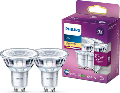 Philips LED-Energiesparspot – 50 W – GU10 – warmweißes Licht – 2 Stück – Energiekosten sparen