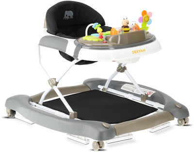Deryan 4-in-1 Gehstuhl – mit Spielset – klappbar – braun