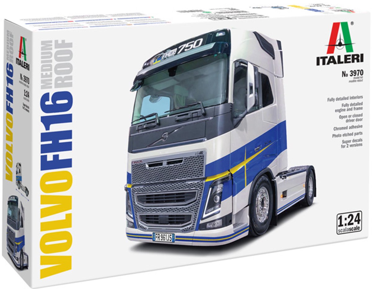 Italeri Modellbausatz LKW – 3970 Volvo FH16 mittleres Dach – moderner LKW – schwedischer LKW aus Kunststoff – 1:24 – Modellbau