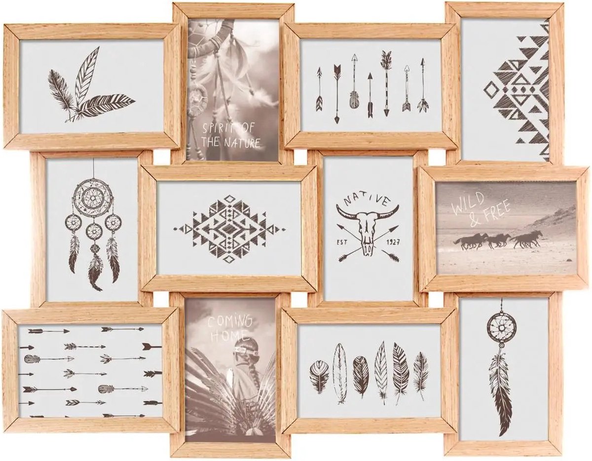 Atmosphera Collage-Fotorahmen – für 12 Fotos – 58 x 45 cm – Holz – Fotorahmen
