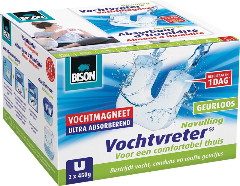 Bison 1063339 – Feuchtigkeitsabsorber, Ambiente-Magnet, neutrale Box 450 g, A2 | 3 Stück