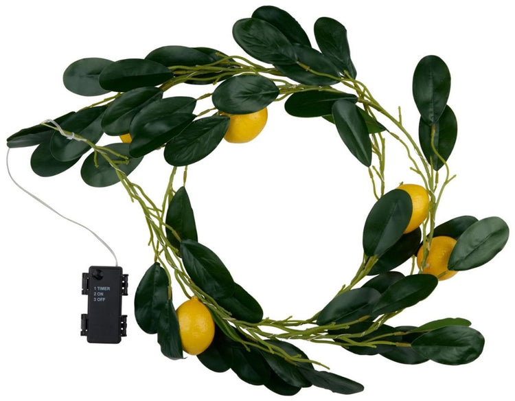 Arti casa LED-Lichterkette Zitronen – 20 Lichter – Timerfunktion – 210 cm – warmweiß