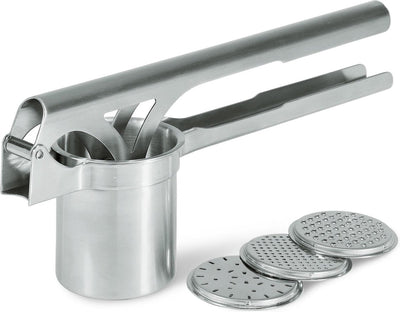 Gefu tri star® Kartoffel- und Spätzlepresse – inklusive 3 Wechselscheiben – Edelstahl