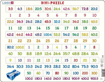 Larsen-Teile – Puzzle – Zählen lernen – Teilen – Lernpuzzle für Kinder – 58 Teile – hergestellt in Norwegen – extra dicke 2,5-mm-Teile – Tablett mit festem Rand