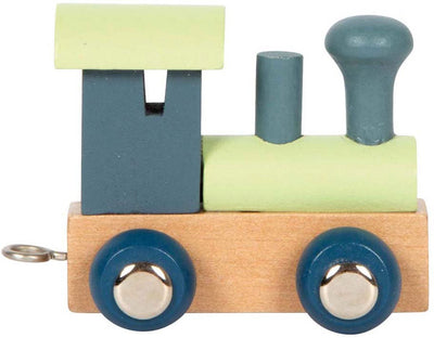 Kleiner Fuß - Holzschrift Polar - Lokomotive Blaugrün - 12 Stücke