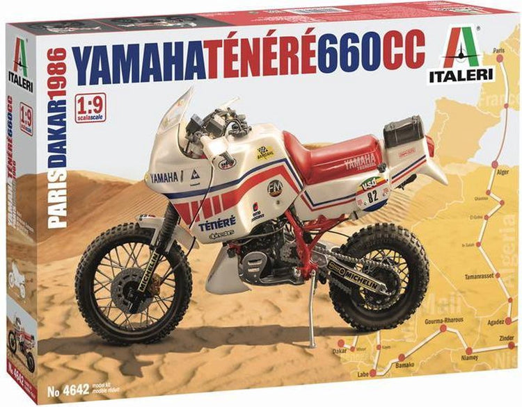 Italeri Modellbausatz Militärfahrzeuge – 4642 Yamaha Ténéré 660cc Paris Dakar 1986 Kunststoff – 1:9 – Modellbau