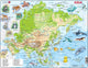 Larsen Asien geographisch mit Tieren – Puzzle – Karten Geographie – Asien – Lernpuzzle für Kinder – 63 Teile – hergestellt in Norwegen – extra dicke 2,5 mm Teile – Tablett mit festem Rand