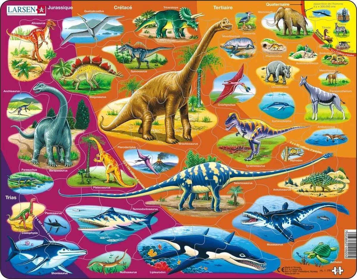 Larsen-Puzzle Maxi L'histoire natural de la période trias jusqu'à aujourd'hui (en français) - 85 Teile