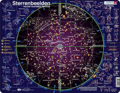 Sternbilder Larsen – Puzzle – Weltraumwissenschaft – Astronomie – Lernpuzzle für Kinder – 70 Teile – hergestellt in Norwegen – extra dicke 2,5 mm Teile – Tablett mit festem Rand
