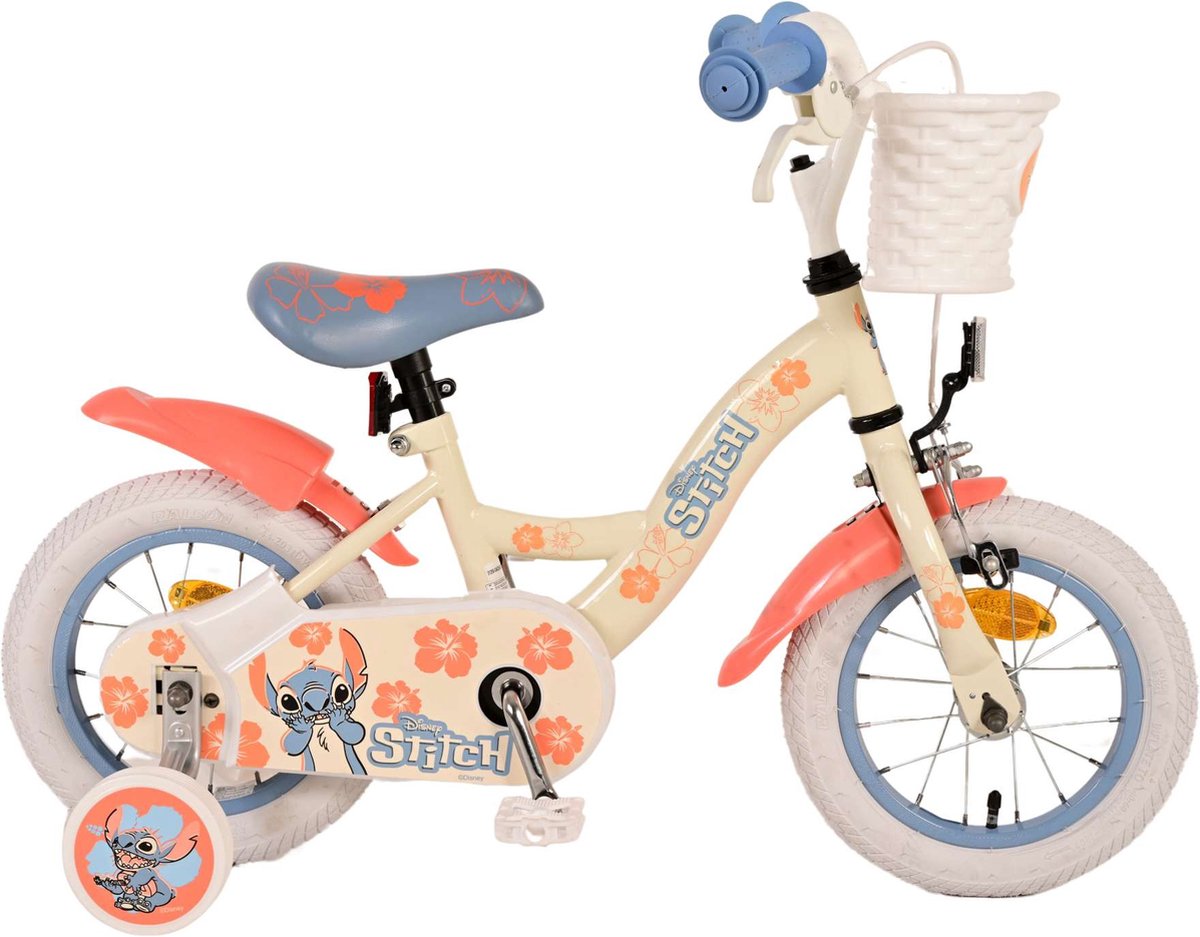 Disney Stitch Children's Bike - Mädchen - 12 Zoll - Creme Korallenblau