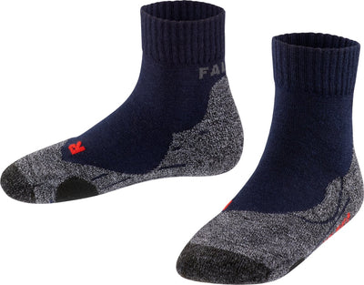 Falke TK2 kurze Anti-Blasen Wandersocken aus dickem Woll-Funktionsmaterial Kinder blau – Größe 27-30
