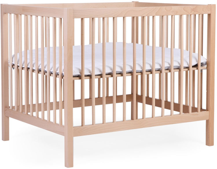 Childhome - Park PA97 + Räder - Laufstall - 95x75 cm - Holz - Natur - verstellbar und beweglich