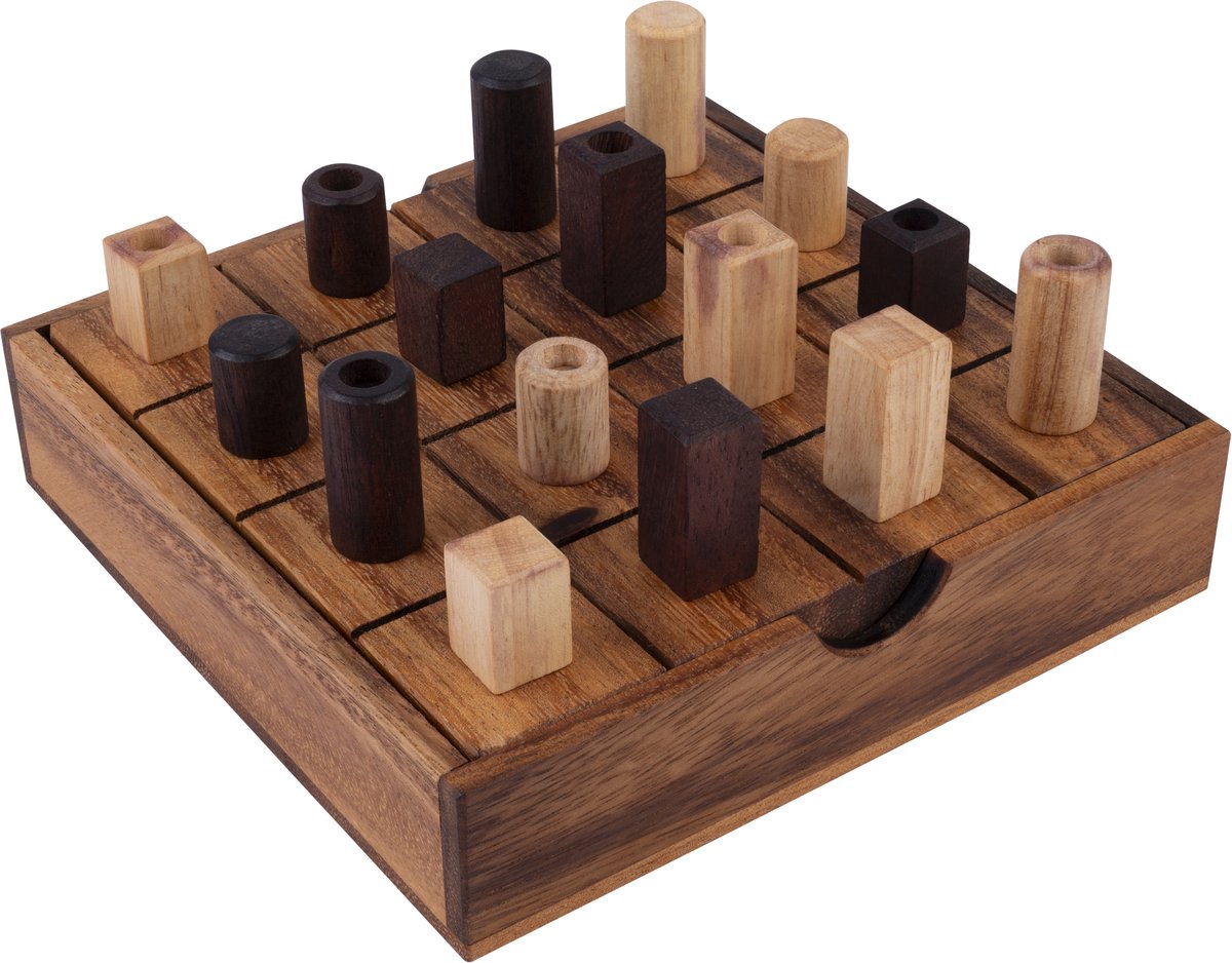 Engelhart Alinia – Strategiespiel aus Holz – 4-in-einer-Reihe-Denkspiel – Logisches Brettspiel – Taktikspiel für 2 Spieler –