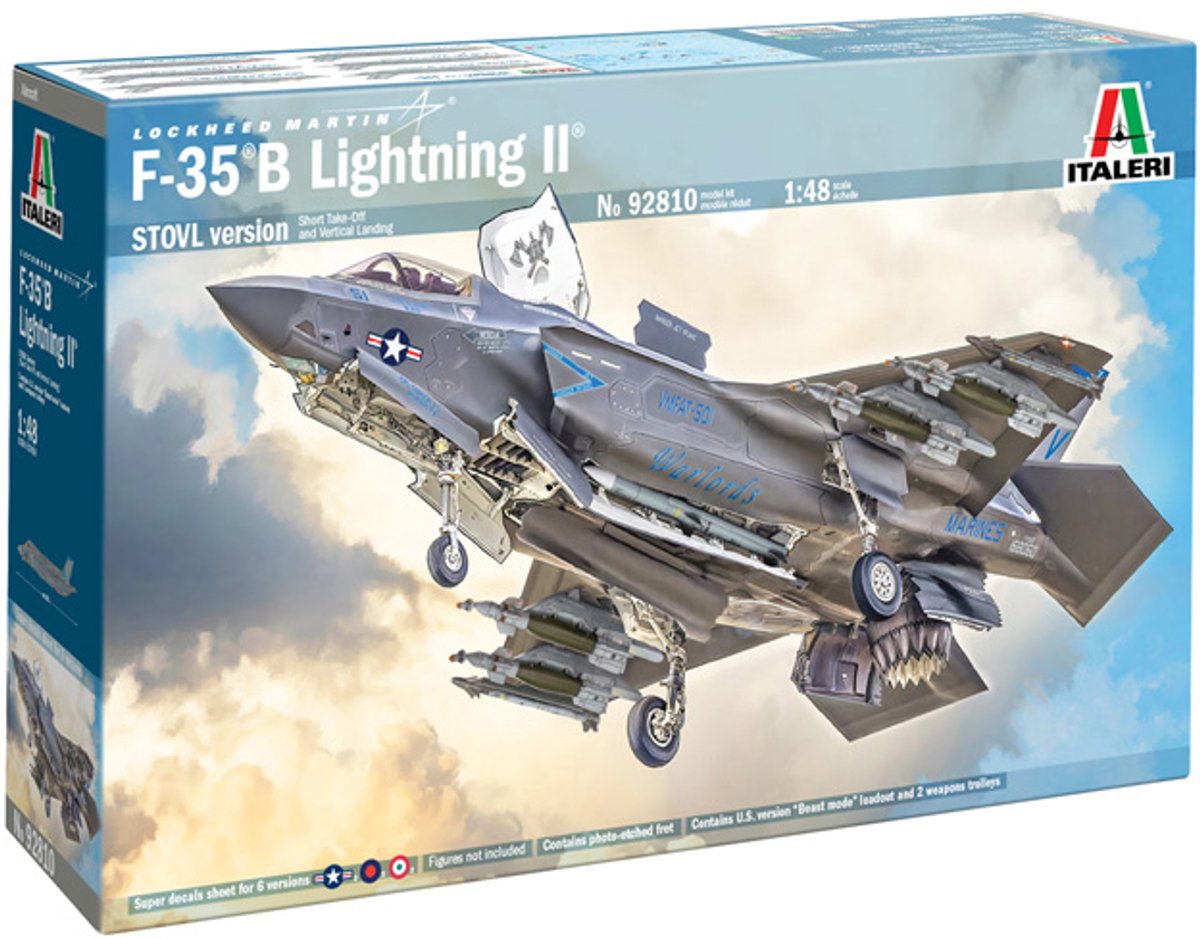 Italeri Modellbausatz Militärfahrzeuge – 92810 Lockheed Martin® – F-35®B Lightning II® – Kampfjet aus Kunststoff – 1:48 – Modellbau