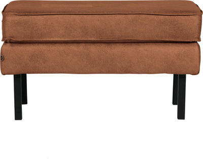 Woood Rodeo-Fußhocker auf Beinen – recyceltes Leder – Cognac – 45 x 84 x 54