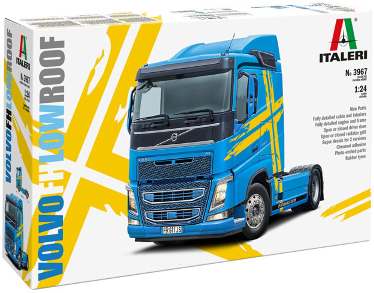 Italeri Modellbausatz LKW – 3967 Volvo FH4 LKW 4x2 – niedriges Dach – LKW Kunststoff – 1:24 – Modellbau