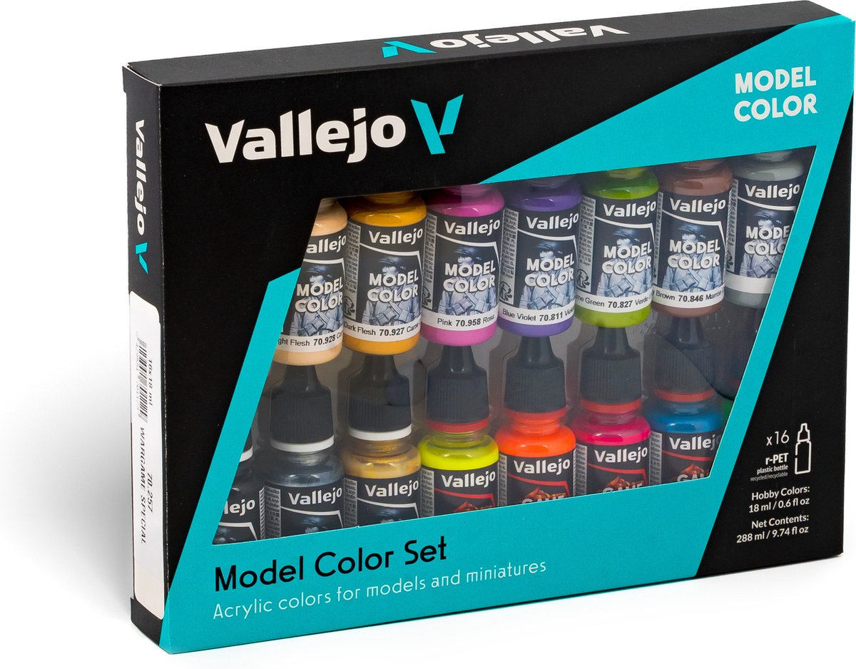 Vallejo Hobby Paint Acrylfarbe – 70257 Modellfarbe – Wargame-Sonderfarben – Acryl-Set, 16 x 18 ml Farbset
