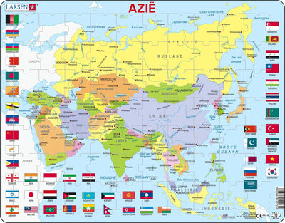 Selecta Larsen Pluzzle Map Asien mit Flaggen, 70..