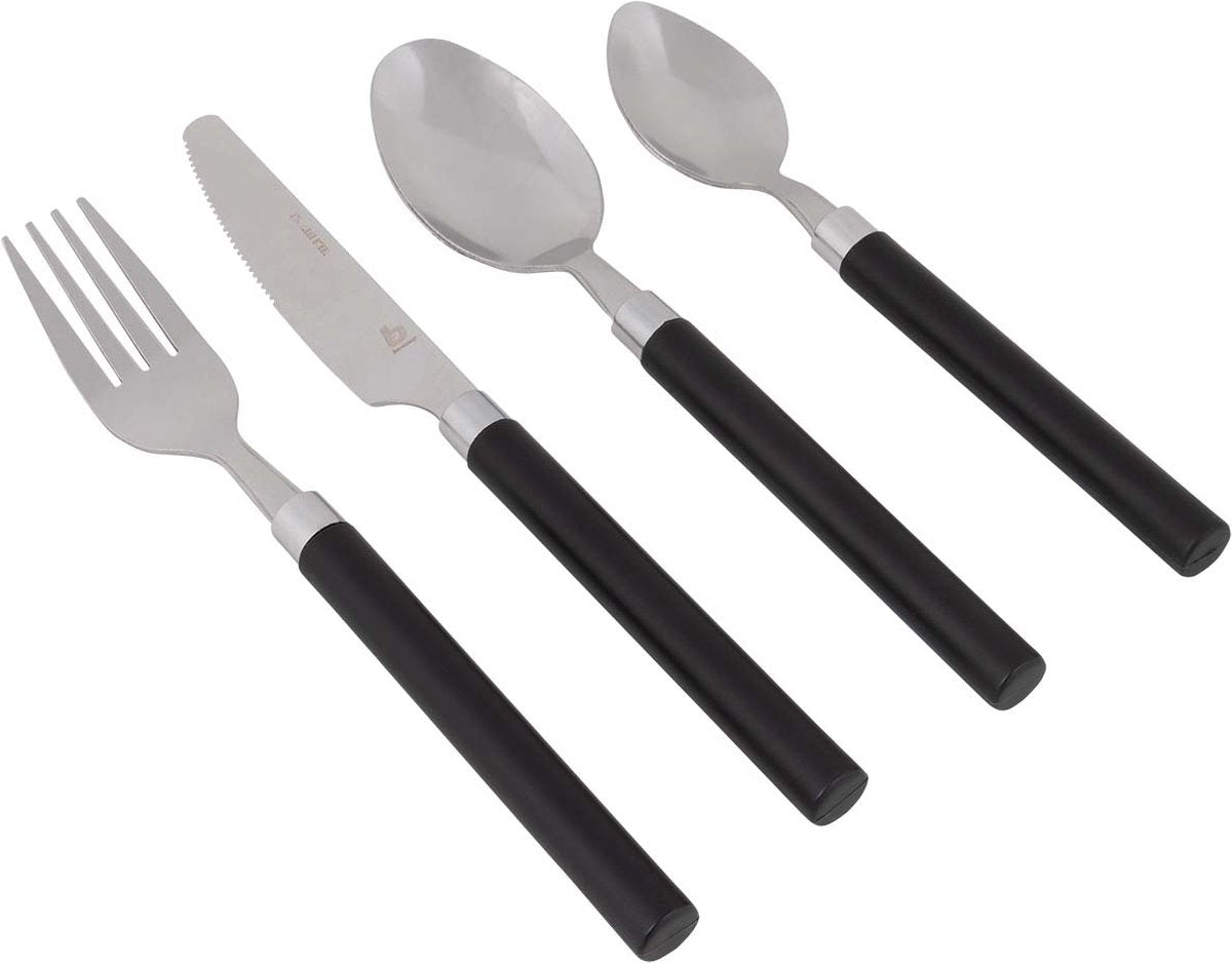 Bo-Camp - Besteckset - Edelstahl - 16-teilig - 4 Personen - Schwarz