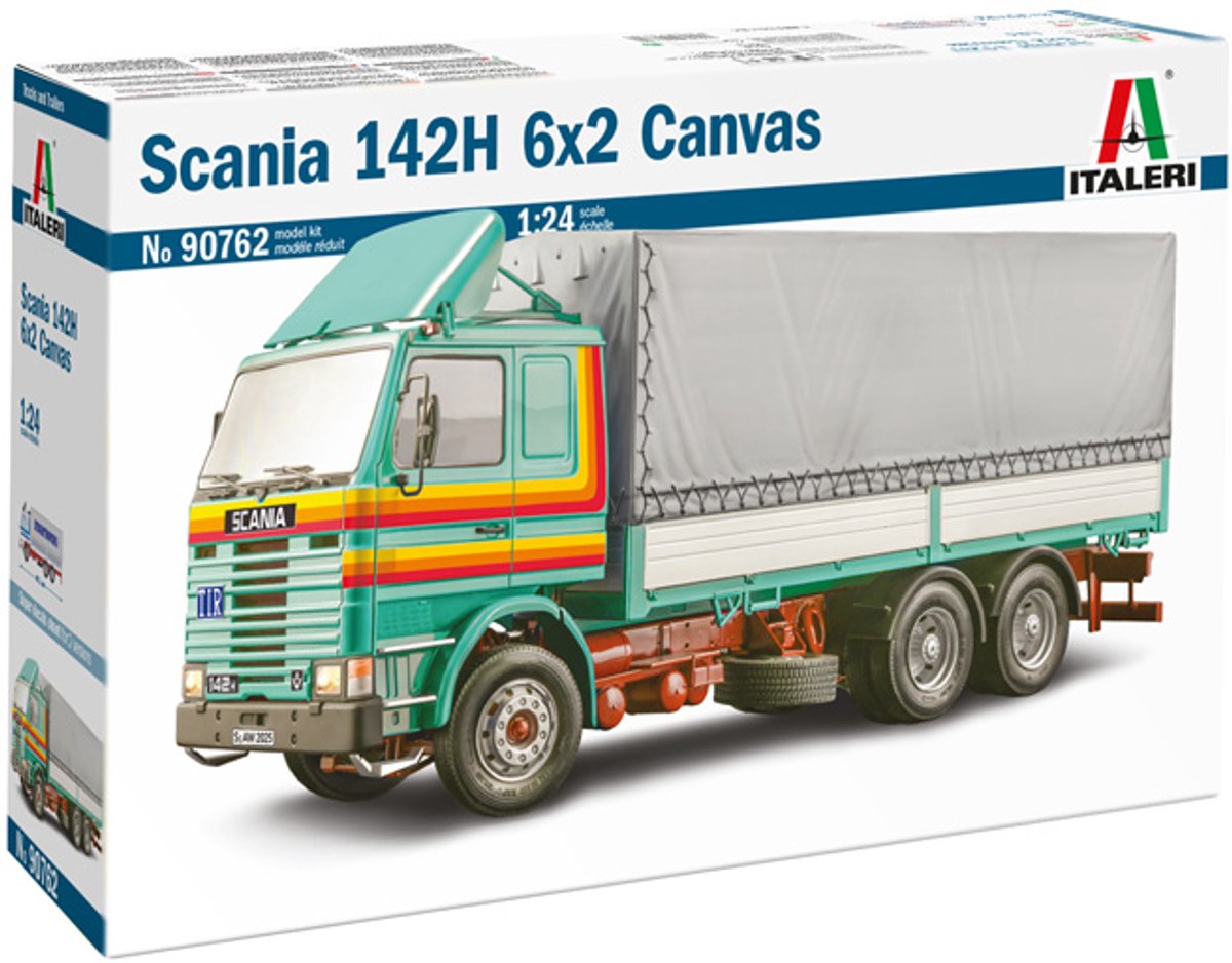 Italeri Modellbausatzauto – 90762 Scania 142h – 6x2 – Leinwand – LKW mit Kunststoffkarosserie – 1:24 – Modellbau