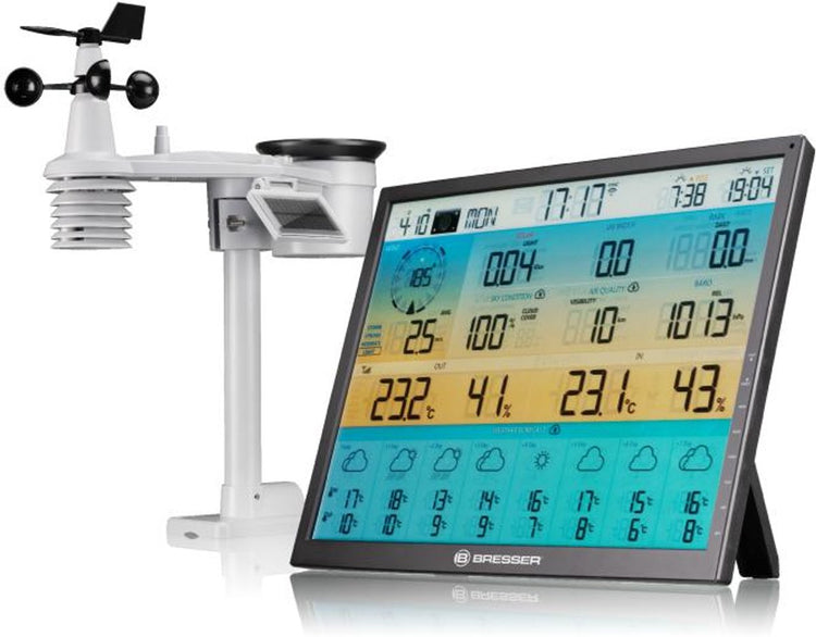 Bresser Wetterstation - 4cast WiFi - mit 8-Tage-Vorhersage und großem XXL-Bildschirm