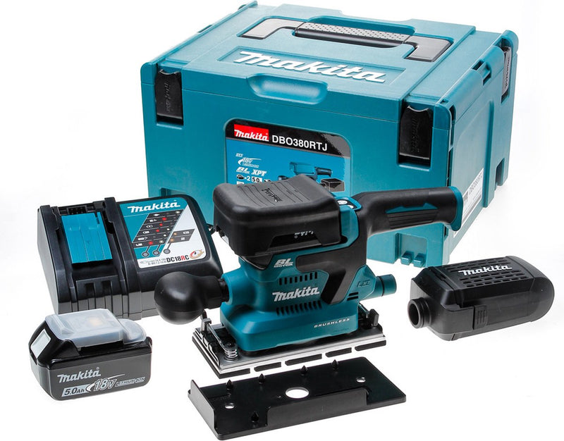 Makita dbo380rtj | Akku-Exzenterschleifer | 18v | Li-Ion | 2 x 5,0 Ah Akku + Schnellladegerät | in mbox - dbo380rtj