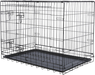 Trixie Hundehütte – faltbar, schwarz – 93 x 62 x 69 cm, mit Sicherheitsschlössern, Kunststoff-Schiebeschublade