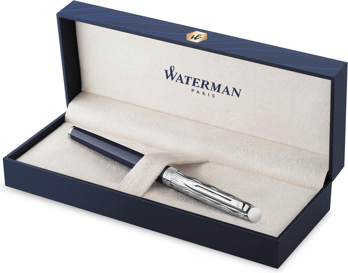 Waterman Hemisphere Tintenroller | metallblaue Lackierung mit Palladium-Detail | gemeißelte Kappe | mit Geschenkbox