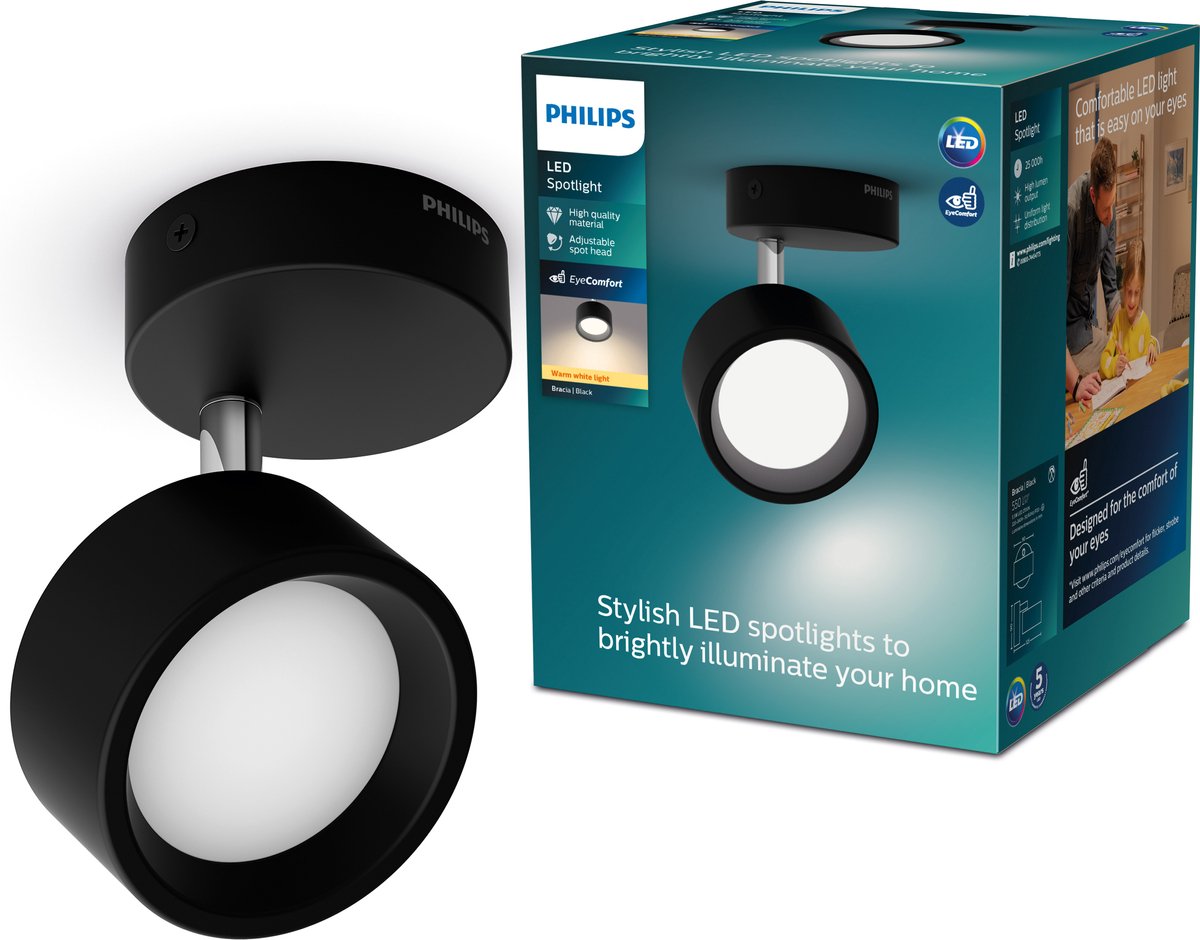 Philips LED Philips Bracia Einzelspot schwarz 27k 1x5,5w 27k