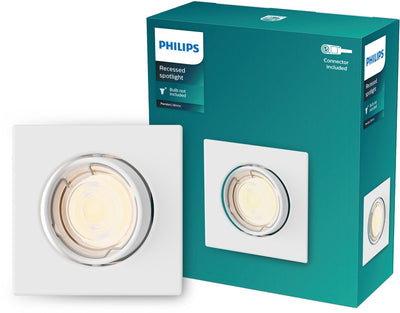 Philips LED Philips Peridot Einbaustrahler – GU10-Fassung – weiß – quadratisch – ausrichtbarer Strahler