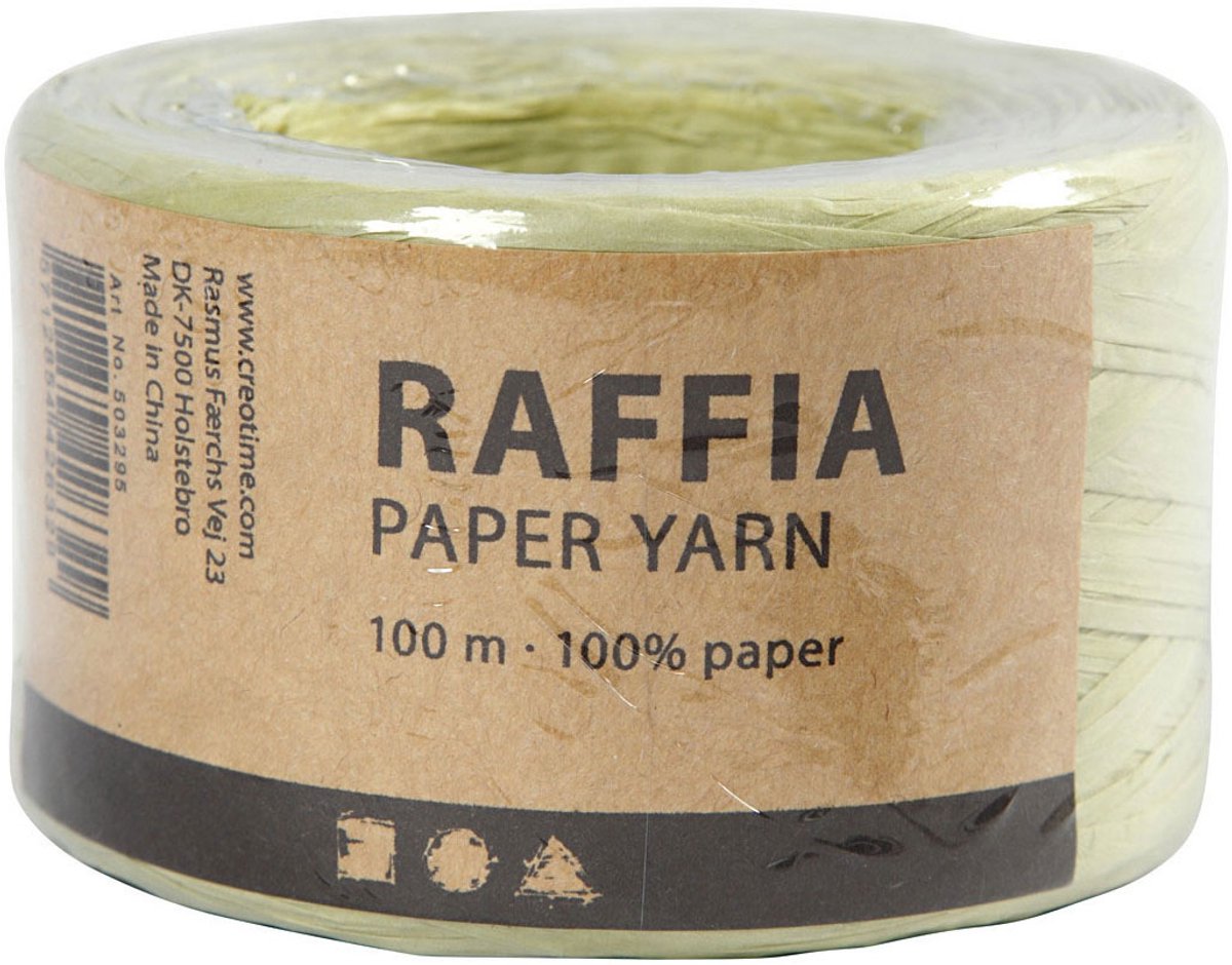 Creativ Company Paper Raffia Garn hellgrün, 100 m