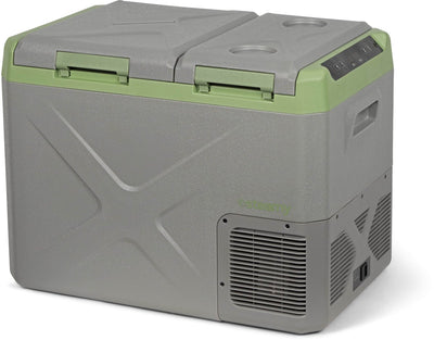 Elektrische Kompressor-Kühlbox Steamy-e – Doppelfach – gleichzeitiges Kühlen und Gefrieren – 32 Liter – 12 V und 230 V – für Auto und Camping – Grau