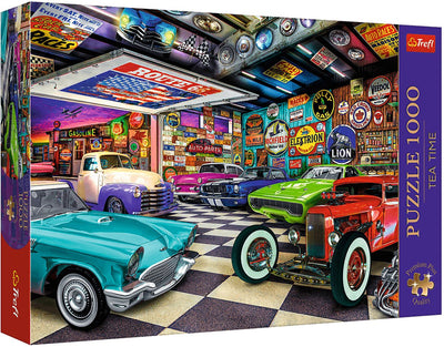 Trefl-Puzzle 1000 Teile – Premium Plus Tea Time Car Collectors Garage.