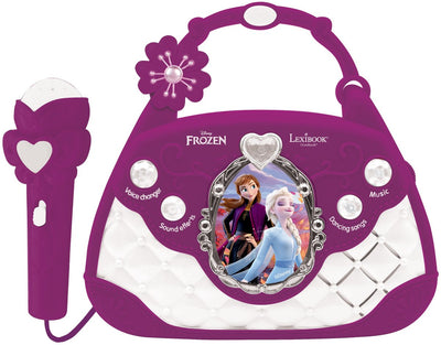 Lexibook Frozen Musical Speaker-Handtaschendesign mit Mikrofon, Sprachwechsler und Line-In-Kabel
