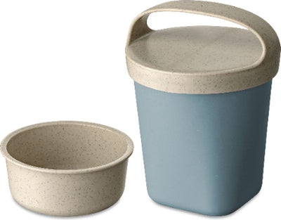 Koziol Snackbox-mit-Deckel-und-Einsatz-0-5-l-natur-blumen-blau-bio-bio-rund--buddy