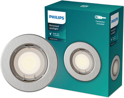 Philips LED Philips Peridot Einbaustrahler – GU10-Fassung – Nickel – rund – fester Kopf