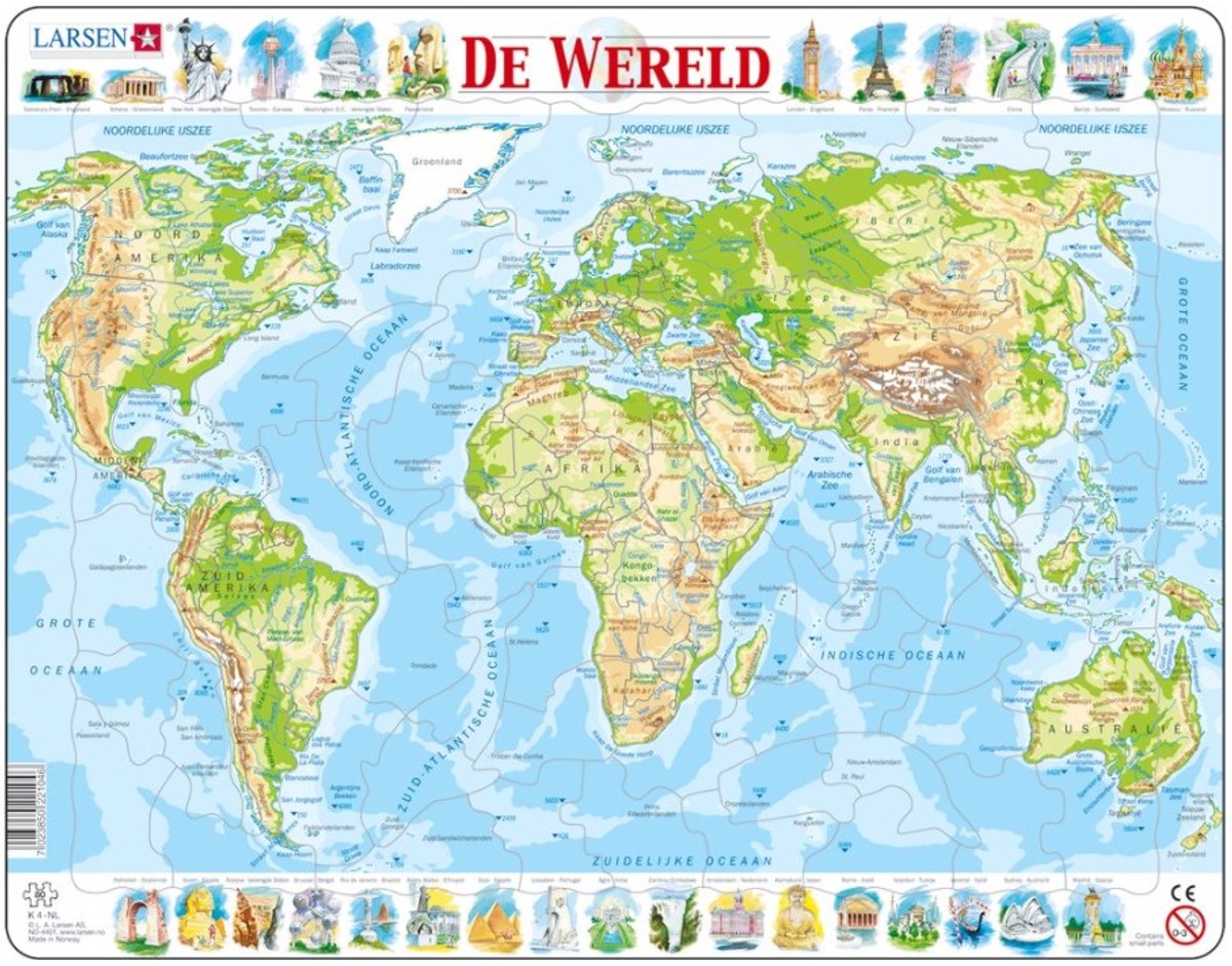 Selecta Larsen Pluzzle Map World - Geografisch, 80st.