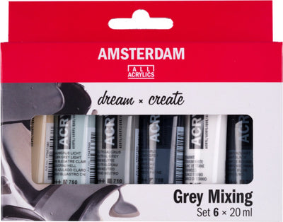 Bruynzeel Amsterdam Standard-Serie Acrylfarbe Grautöne Set 20 ml, 6-tlg.