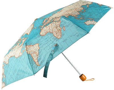 Sass Belle Vintage Weltkarten-Regenschirm – faltbarer Regenschirm mit Weltkarte