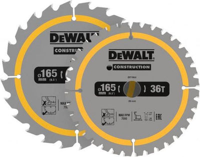 Dewalt 2x Kreissägeblatt | 165 x 20 mm x 24 t 36 t | dt90270