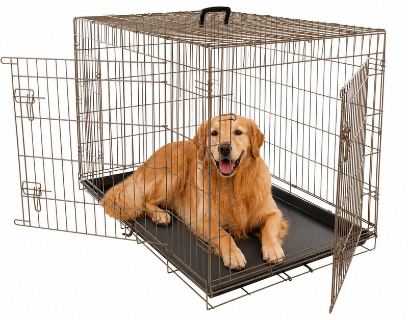 Flamingo Hundebox XL – faltbare Hundebox Auto – Hundebox Drahtkäfig Taupe – 109x70x77 cm – Hundebox Ebo Taupe